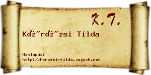 Körözsi Tilda névjegykártya